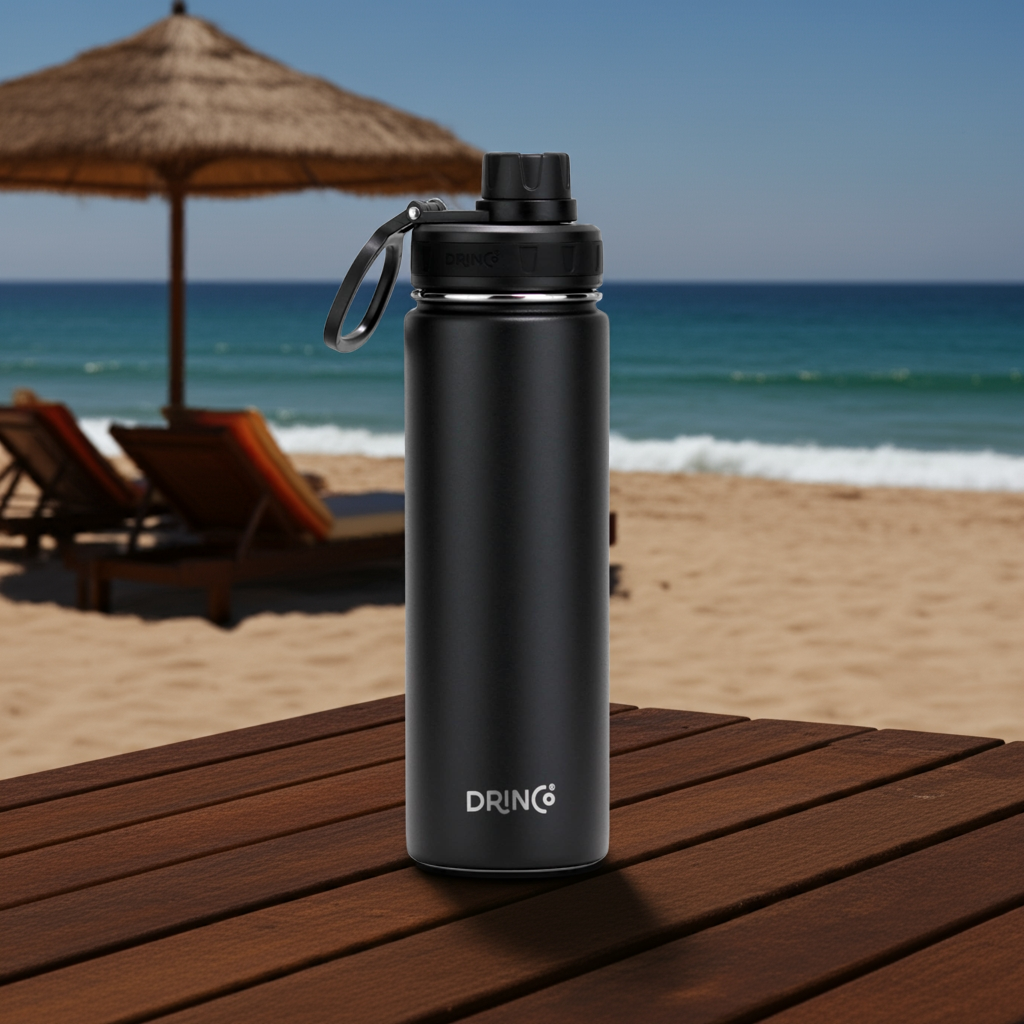DRINCO® 22oz Stainless Steel Sport Water Bottle - Black