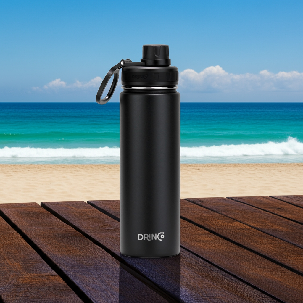 DRINCO® 22oz Stainless Steel Sport Water Bottle - Black