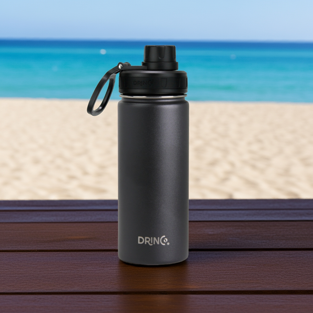 DRINCO® 18oz Stainless Steel Sport Water Bottle - Black