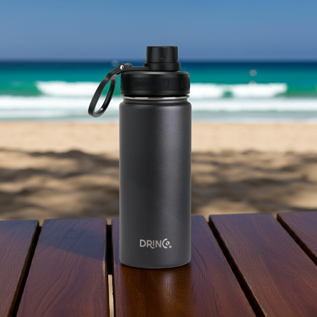 DRINCO® 18oz Stainless Steel Sport Water Bottle - Black